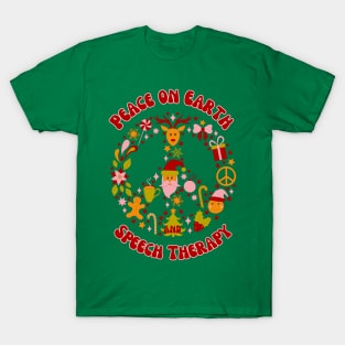 Speech therapy Christmas, Speech language pathologist, SLP, SLPA, Speech Teacher Peace on Earth T-Shirt